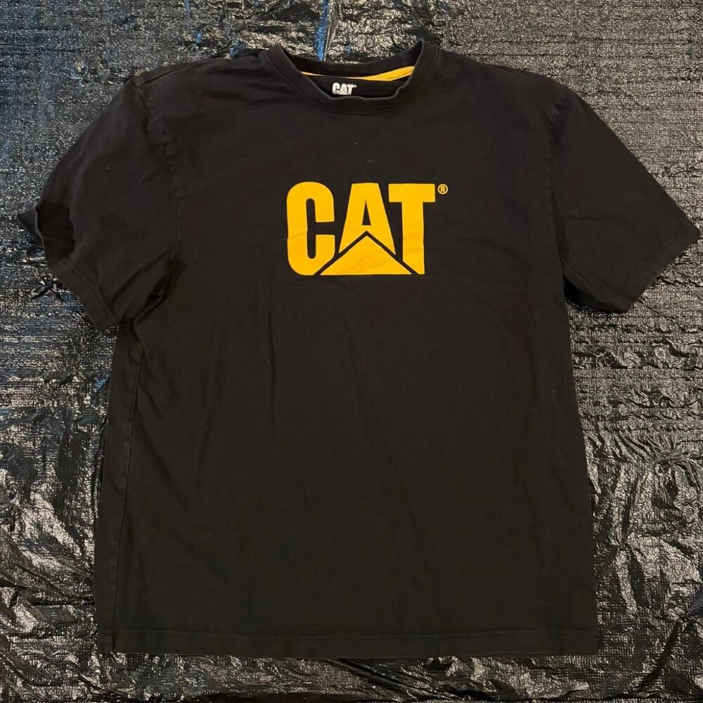 Caterpillar Men's Black and Navy T-shirt